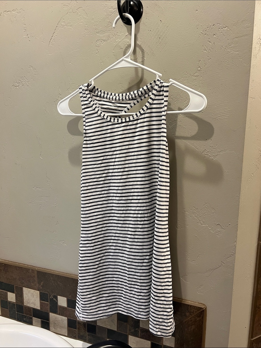 Athleta Black and White Striped Racerback Tank